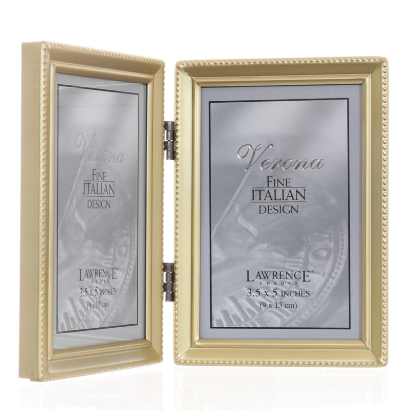 Lawrence Frames Bead Border Design, 3.5x5 Double, Satin Gold - Image 3
